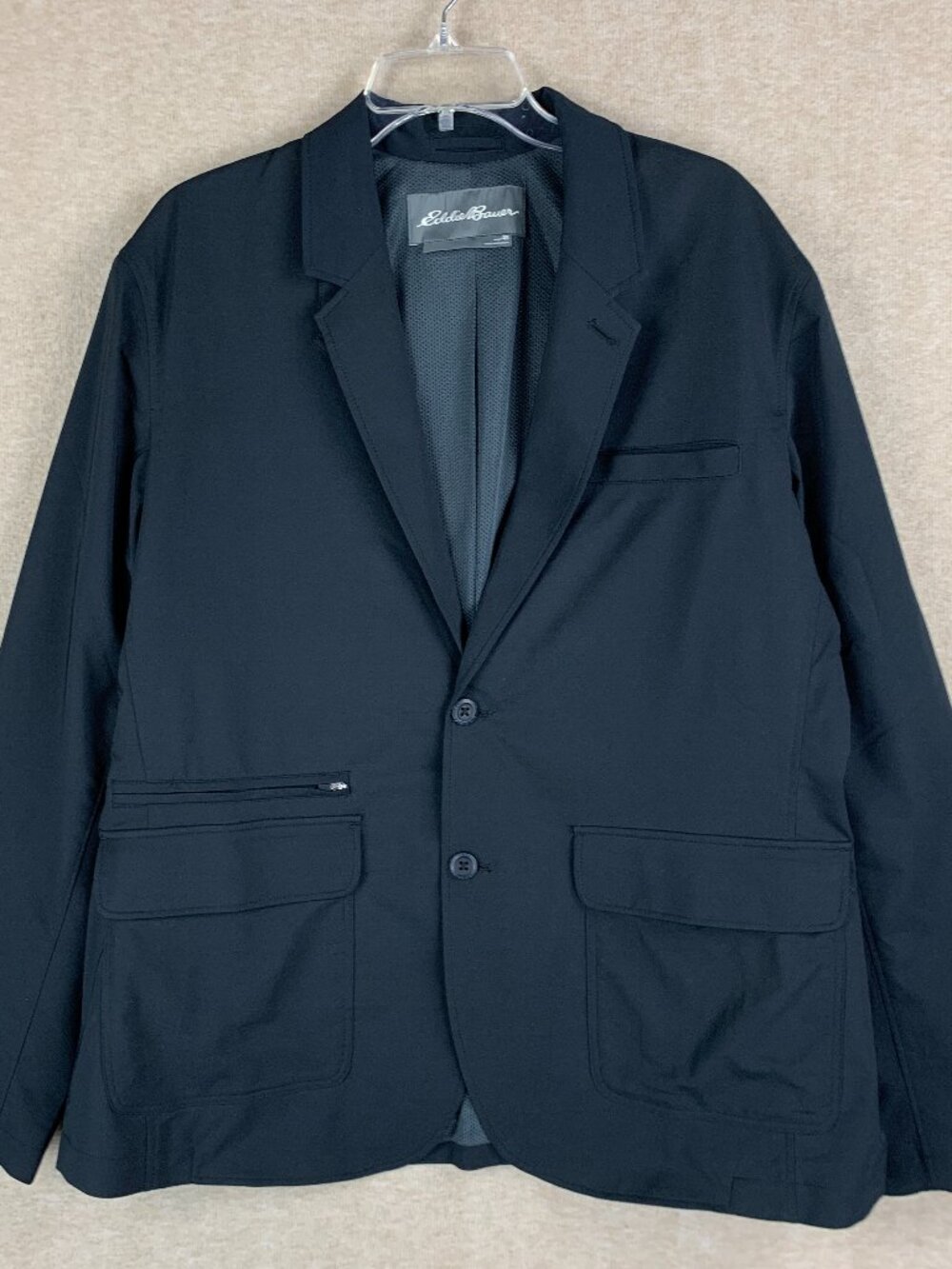 Eddie Bauer Ultimate Voyager Blazer Travel Jacket Mens 46 Black Perform Casual